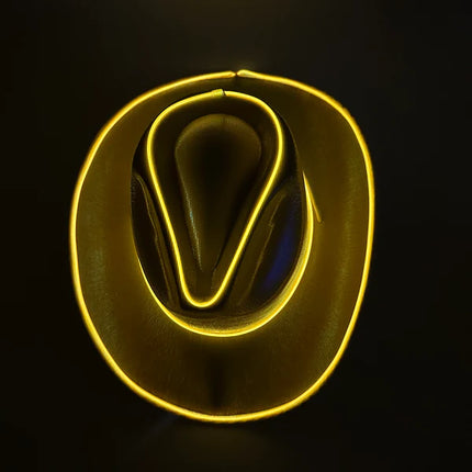 Gold EL WIRE Light Up Iridescent Space Cowboy Hats - Pack of 18 | PartyGlowz