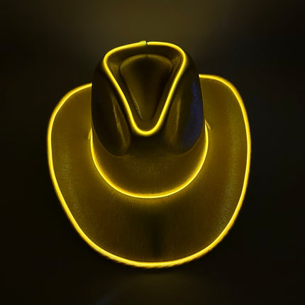 EL WIRE Light Up Iridescent Space Gold Cowboy Hat | PartyGlowz