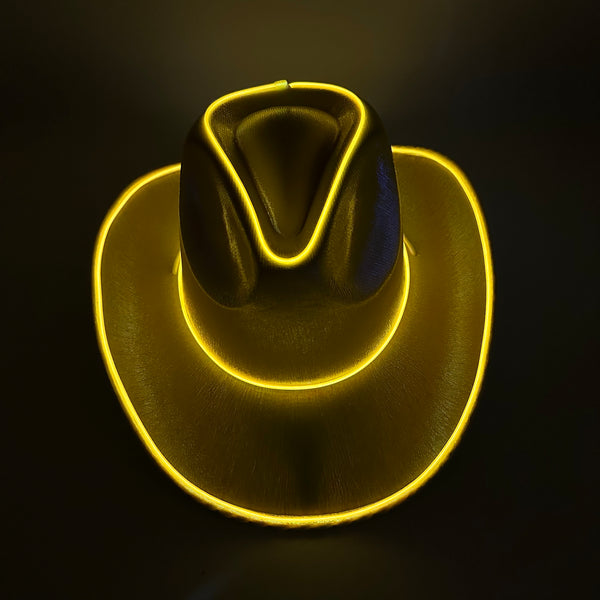 EL WIRE Light Up Iridescent Space Gold Cowboy Hat | PartyGlowz