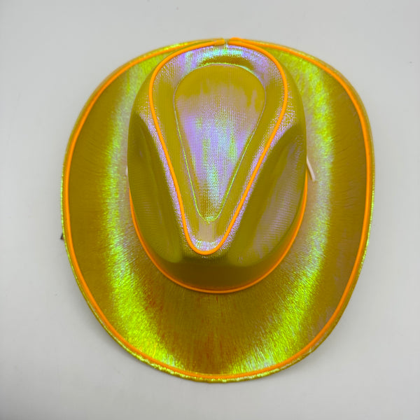 EL WIRE Light Up Iridescent Space Gold Cowboy Hat | PartyGlowz