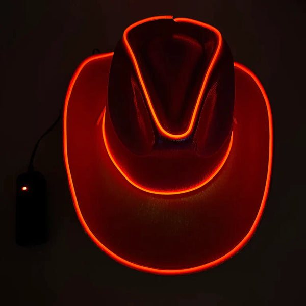 EL WIRE Light Up Iridescent Space Red Cowboy Hat - Pack of 72 Hats