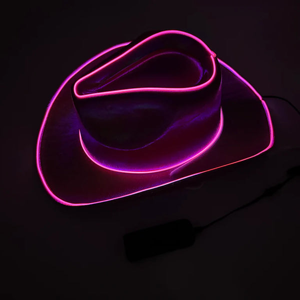 Pink EL WIRE Light Up Iridescent Space Cowboy Hat - Pack of 96 Hats