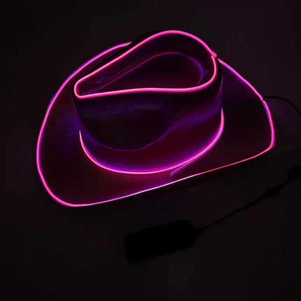 Pink EL WIRE Light Up Iridescent Space Cowboy Hats - Pack of 4 | PartyGlowz