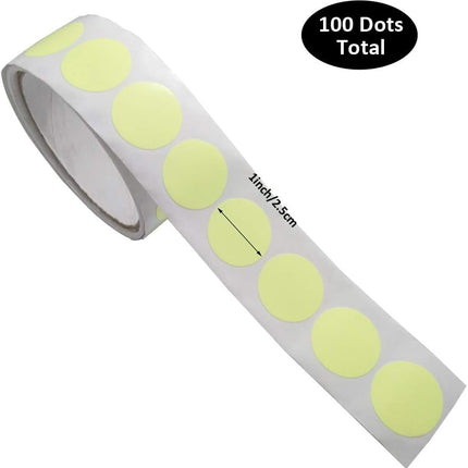 Glow in the Dark 1 inch Vinyl Circle Dot Stickers - 100 Stickers Per Roll