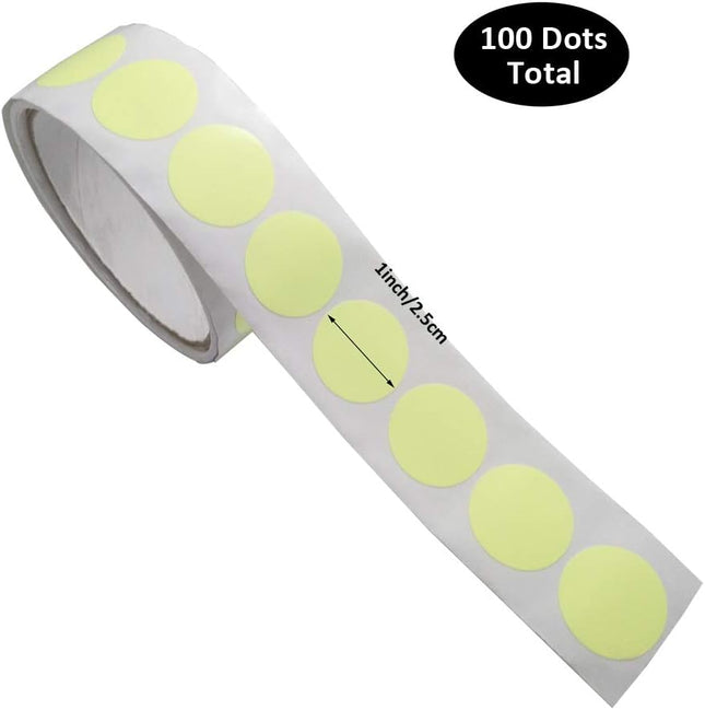Glow in the Dark 1 inch Vinyl Circle Dot Stickers - 100 Stickers Per Roll