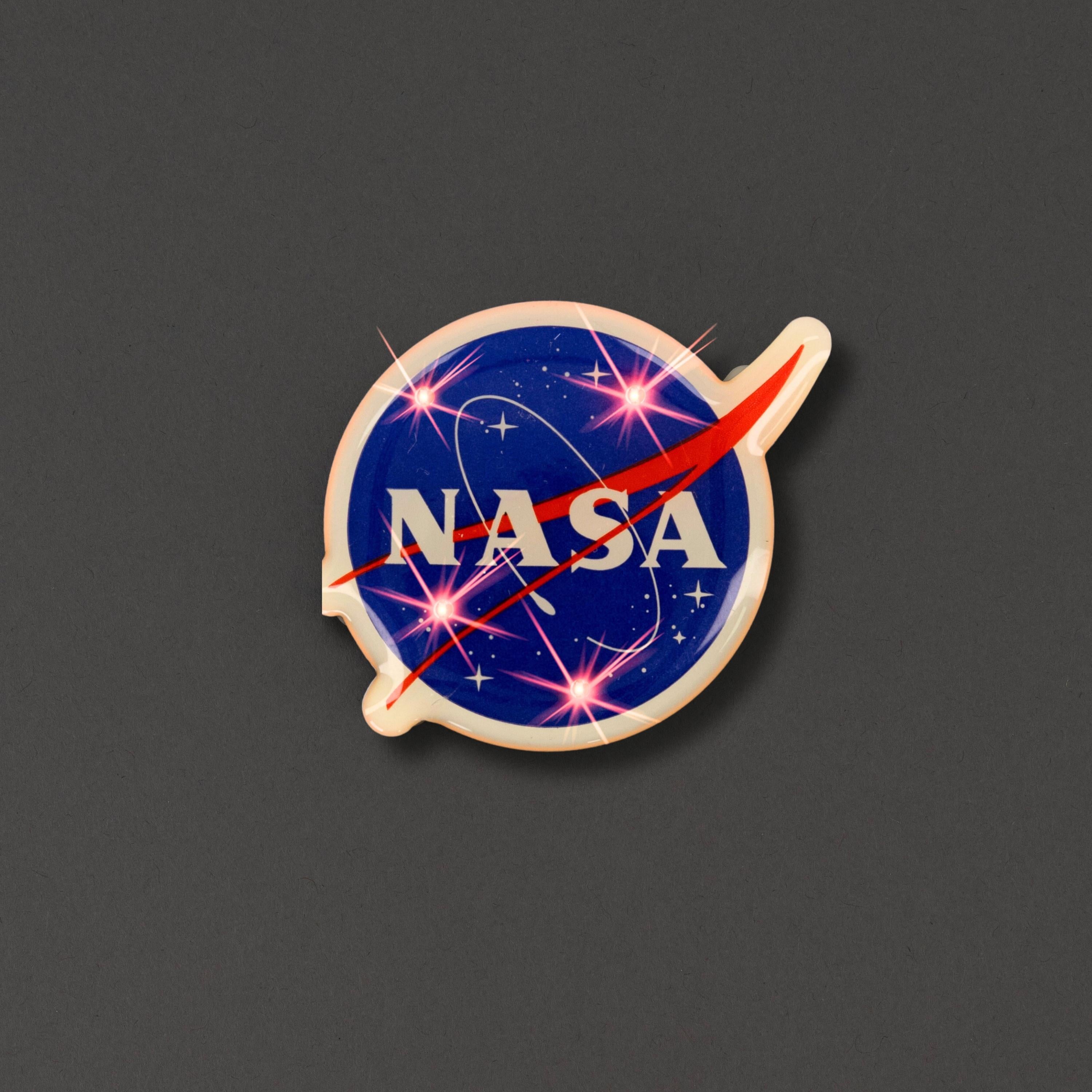 LED Light Up NASA Lapel Pin | PartyGlowz.com