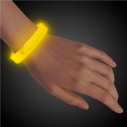 9 Inch Yellow Triple Wide Glow Bracelets - 25 Per Pack