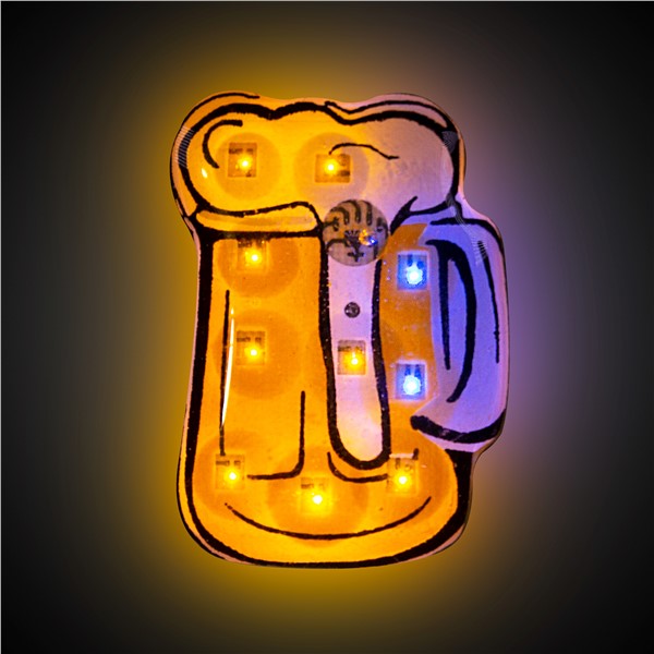 LED Beer Flashing Body Light Lapel Pins