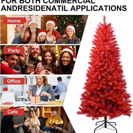 5ft Artificial Red Christmas Tree With Metal Foldable Stand