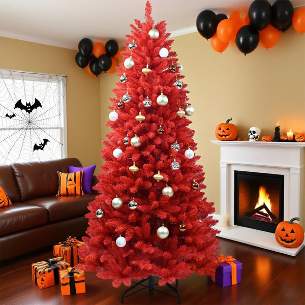 5ft Artificial Red Christmas Tree With Metal Foldable Stand