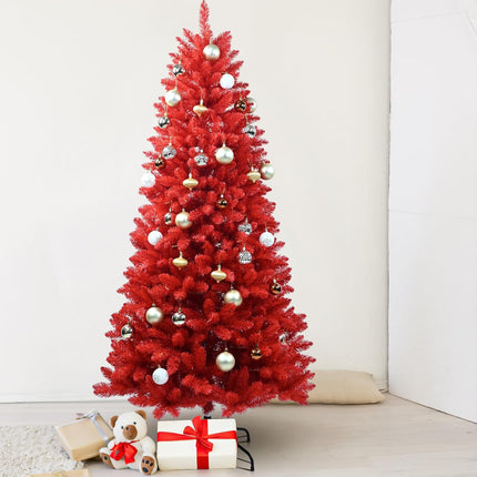 5ft Artificial Red Christmas Tree With Metal Foldable Stand