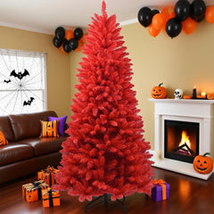 5 Ft Artificial Red Christmas Tree With Metal Foldable Stand