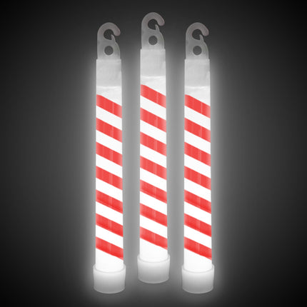 6" Candy Cane Glow Sticks - Pack of 25 Sticks