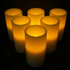 6 Inch LED Flameless Pillar Candles - Pack of 6
