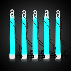 6 Inch Premium Aqua Glow Sticks With Lanyards - Pack of 12