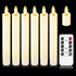 Real Wax Short LED Flameless Taper Candles with Remote - 6 Per Pack