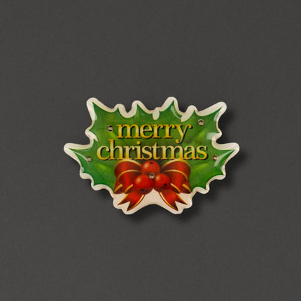 Merry Christmas Holly Flashing Blinky Body Light Lapel Pins - 6 Per Pack