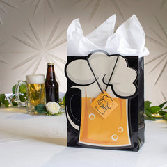 7 1/4" x 9" Medium Beer Mug Paper Gift Bags & Tissue Paper Kit - 72 Pieces Per Pack