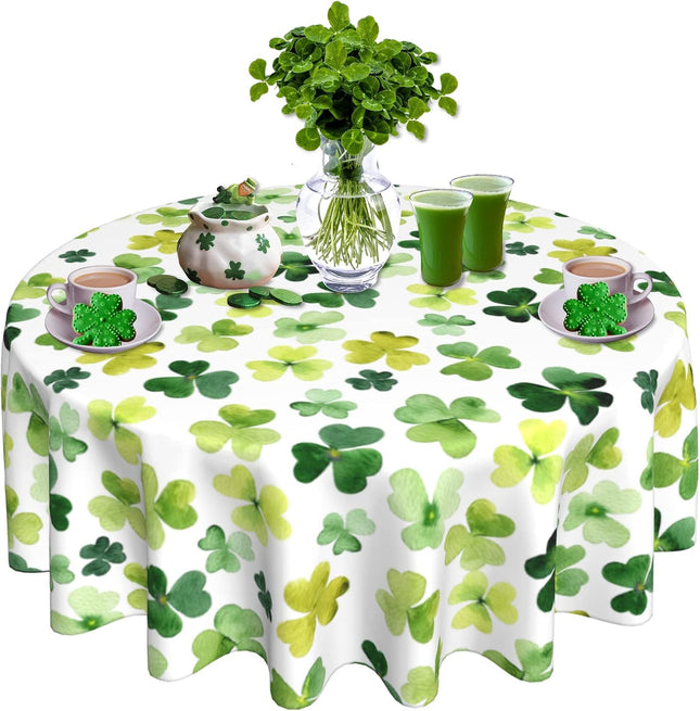 St. Patricks Shamrock Round Plastic Tablecloth