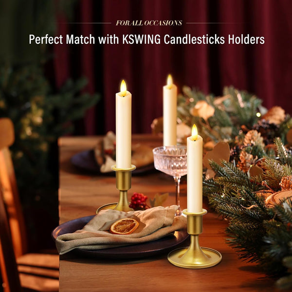 Real Wax Short LED Flameless Taper Candles with Remote - 6 Per Pack