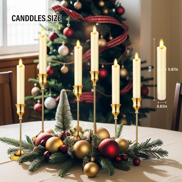 Real Wax Short LED Flameless Taper Candles with Remote - 6 Per Pack