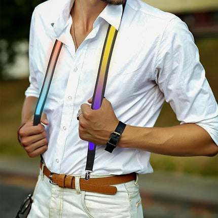 Rainbow Multicolored Light Up Suspenders