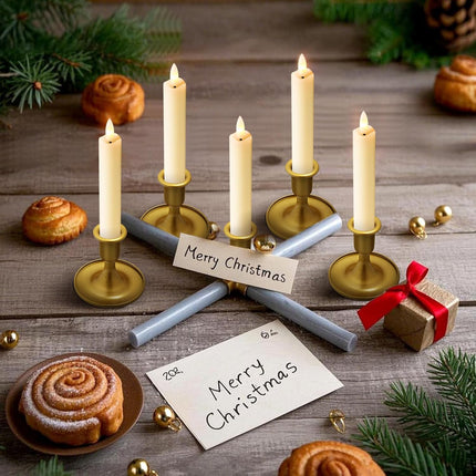 Real Wax Short LED Flameless Taper Candles with Remote - 6 Per Pack
