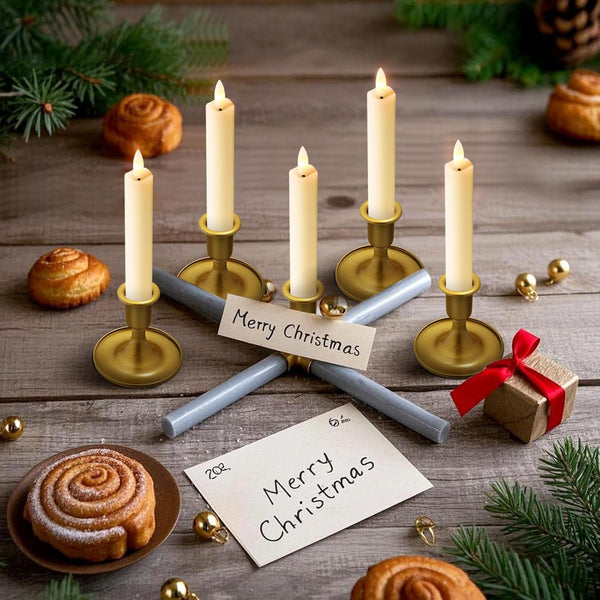 Real Wax Short LED Flameless Taper Candles with Remote - 6 Per Pack