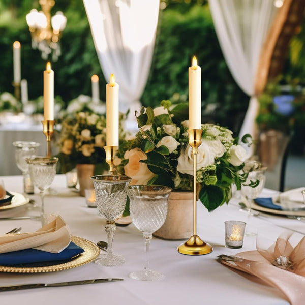 Real Wax Short LED Flameless Taper Candles with Remote - 6 Per Pack