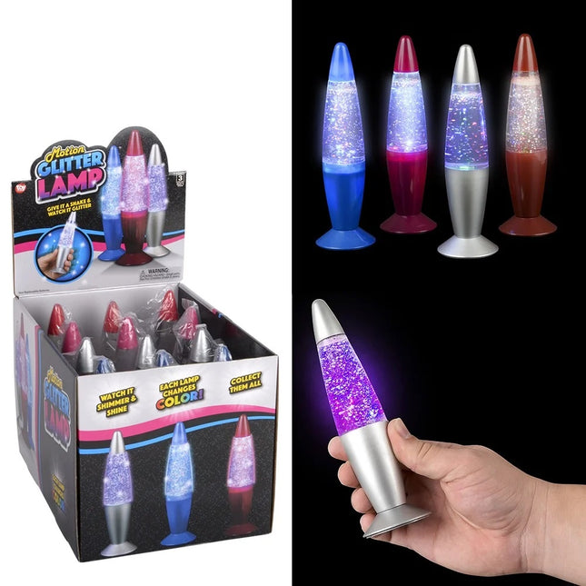 7 Inch Novelty Glitter Lamp - Assorted Pack of 12 Lamps