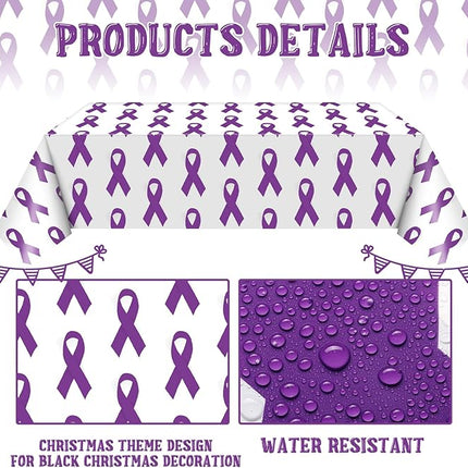 Purple Awareness Ribbon Plastic Tablecloth - 3 Per Pack
