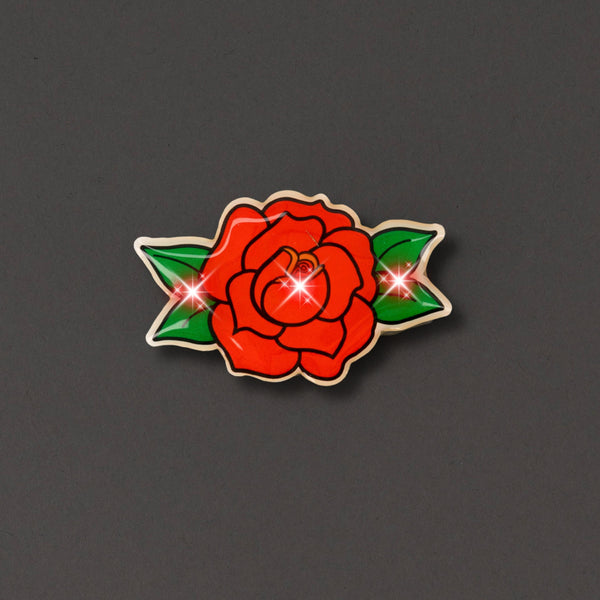 Red Rose Flashing Body Light Lapel Pins