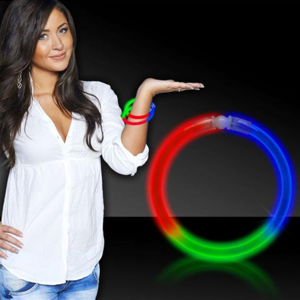 Blue, Green & Red 9 Inch Glow Bracelets
