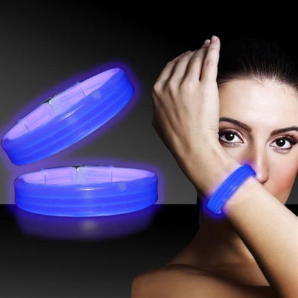 9 Inch Blue Triple Wide Glow Bracelets