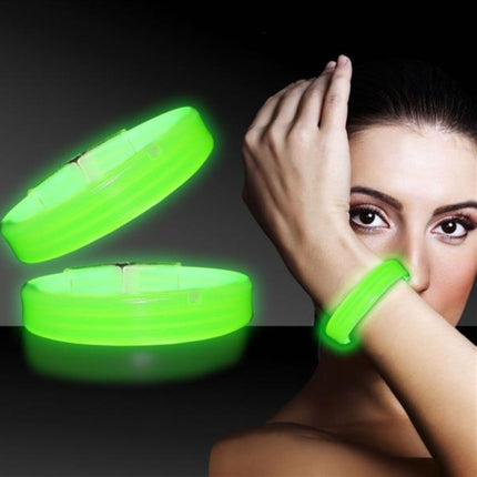  9 Inch Green Triple Wide Glow Bracelets