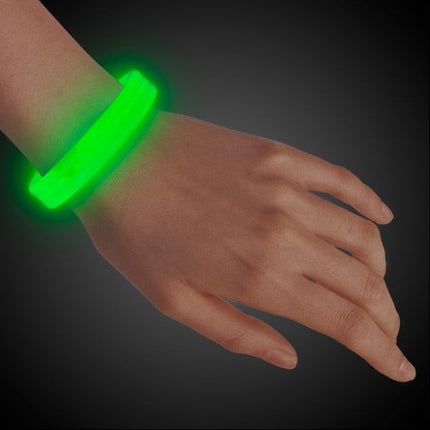  9 Inch Green Triple Wide Glow Bracelets