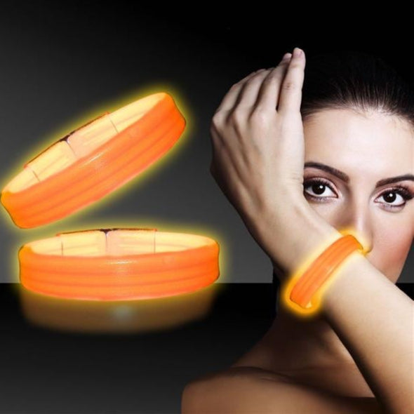 9 Inch Orange Triple Wide Glow Bracelets