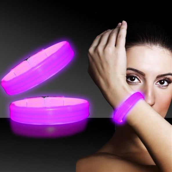 9 Inch Pink Triple Wide Glow Bracelets