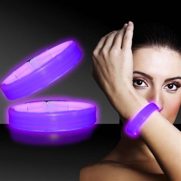 9 Inch Purple Triple Wide Glow Bracelets