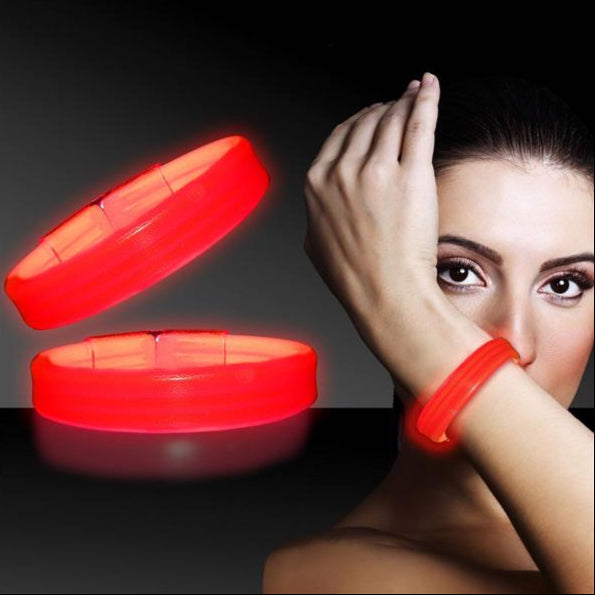 9 Inch Red Triple Wide Glow Wristbands - 25 Bracelets