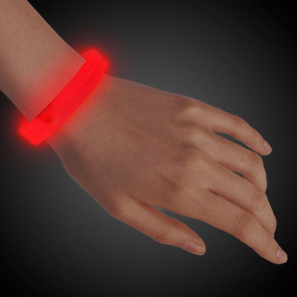 9 Inch  Red Triple Wide Glow Bracelets / Wristbands - Pack of 25