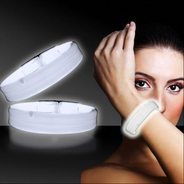 9 Inch White Triple Wide Glow Bracelets