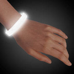 9 Inch White Triple Wide Glow Bracelets