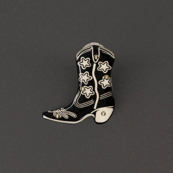 LED Black Cowboy Boot Flashing Body Light Lapel Pins