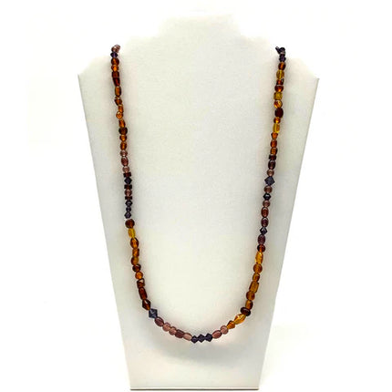 Amber & Purple Glass Bead 27 Inches Necklaces
