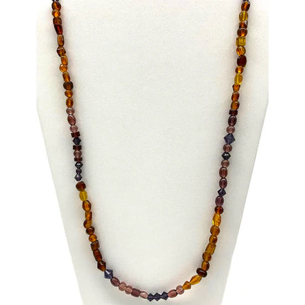 Amber & Purple Glass Beaded 27 Inches Necklaces