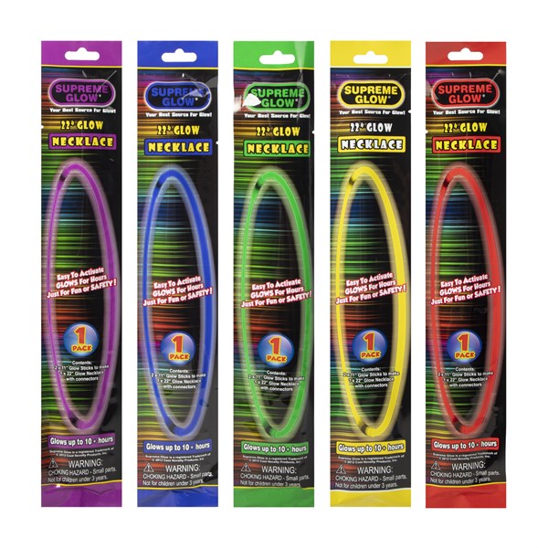 Assorted 22 Inch Glow Necklaces Retail Counter Display - Pack of 48