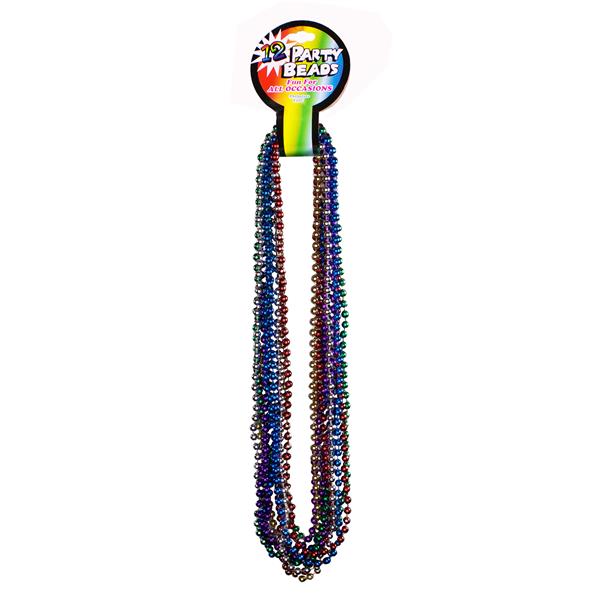Assorted Color 7mm Bead 33 Inch Necklaces - Pack of 12