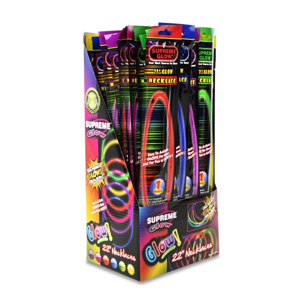 Assorted Glow Necklaces Retail Counter Display - 48 Per Pack