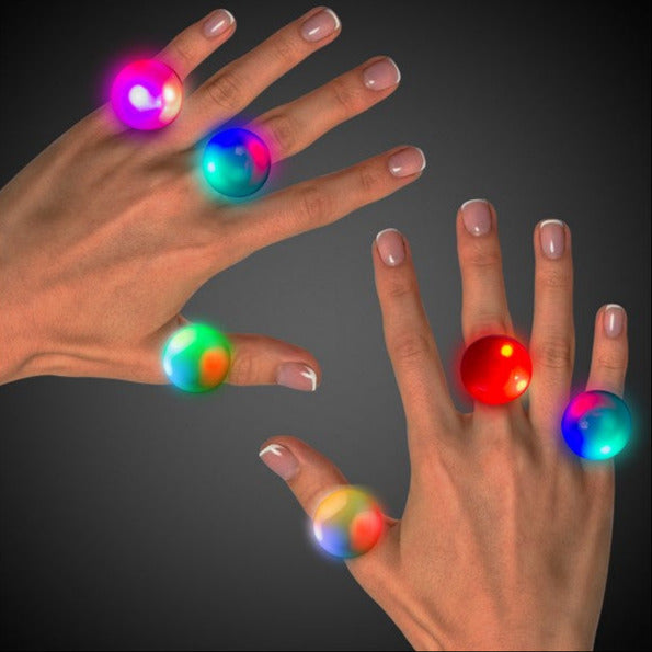 Assorted LED Light Up Flashing Jelly Rings